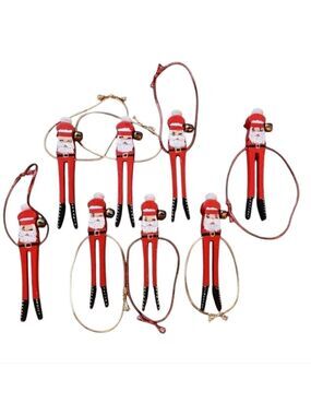 Vintage Hand painted Santa clothes pin ornaments lot of 8